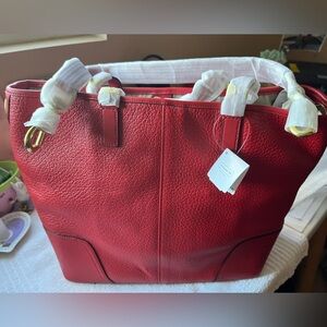 Coach Vibrant Red Leather Tote